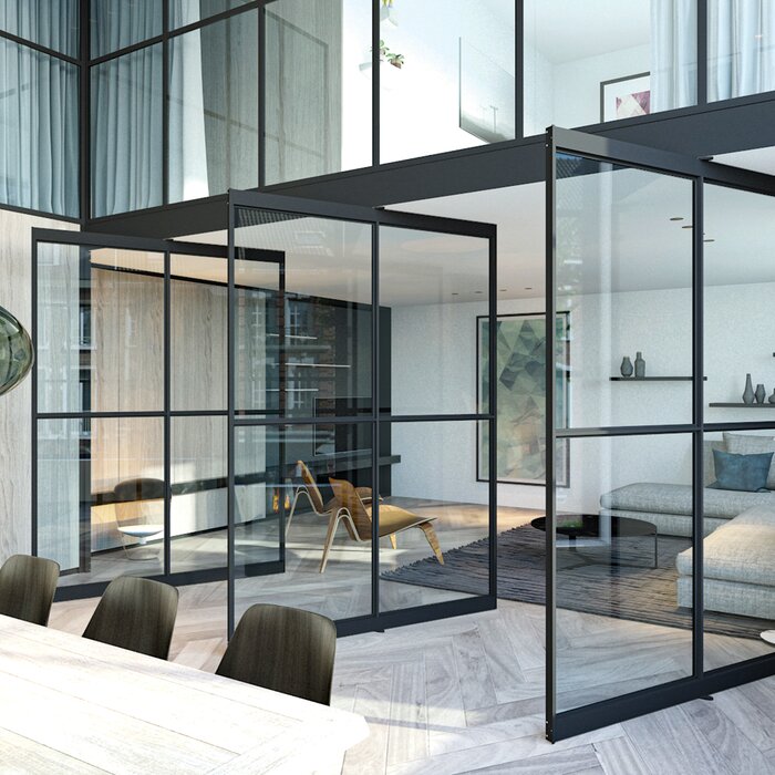 Porta pivotante de entrada de alumínio